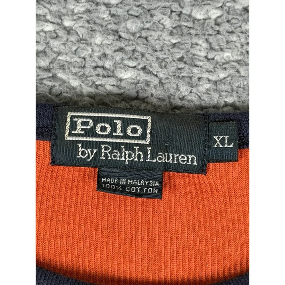 Vintage Polo Ralph Lauren Orange T Shirt Ringer Tee Ribbed Mens XL Y2K 90s